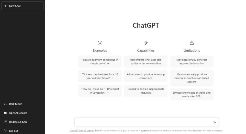 chatgpt Interface utilisateur
